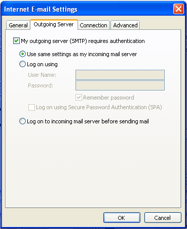 Internet E-mail Settings