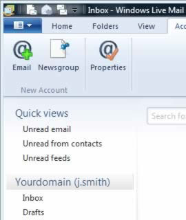 Windows Live Mail 2011 Account List